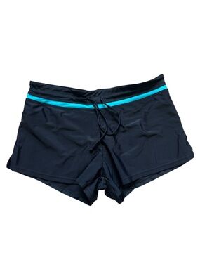 Black Swim Shorts with Blue Stripe